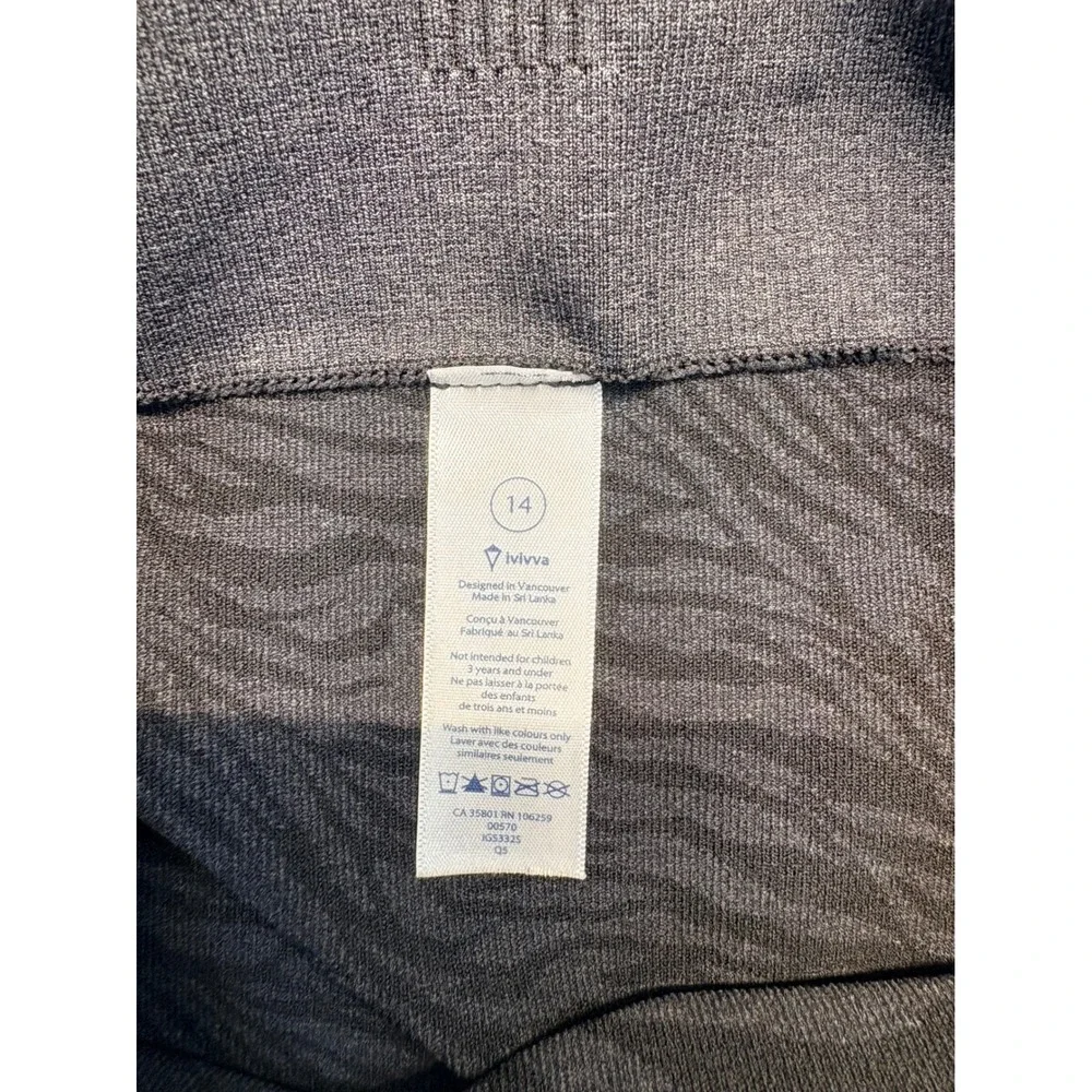 Ivivva Lululemon Girls Size 14 Zebra Print Seamless Leggings Charcoal Grey Black